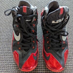 Nike LeBron XI Red and Black High-Top Sneakers Size 9.5